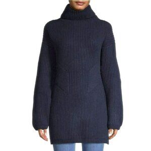 Thakoon Lambswool Navy Chunky Ribbed Long Turtleneck Sweater Medium NWT
